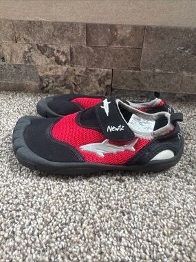 Newtz Little Kids Size 12 Red and Black Water Shoes EUC
